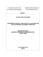 Investment project analysis of e customs for the authorized economic operator