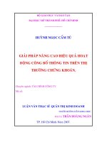 Giải pháp nâng cao hiệu quả hoạt động công bố thông tin trên thị trường chứng khoán