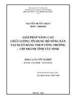 Giải pháp nâng cao chất lượng tín dụng hộ nông dân tại ngân hàng thương mại cổ phần công thương Chi nhánh tỉnh Tây Ninh