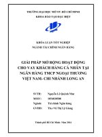 Giải pháp mở rộng hoạt động cho vay khách hàng cá nhân tại ngân hàng TMCP ngoại thương Việt Nam Chi nhánh Long An