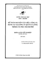 Kế toán nguyên vật liệu, công cụ dụng cụ tại Công ty quản lý công trình cầu phà thành phố