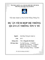DỰ ÁN TÍCH HỢP HỆ THỐNG  QUẢN LÝ THÔNG TIN Y TẾ
