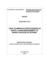 How to improve effectiveness of supply chain management at sanofi Pastour in VietNam