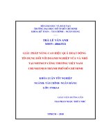 Giải pháp nâng cao hiệu quả hoạt động tín dụng đối với doanh nghiệp vừa và nhỏ tại NHTMCP công thương Việt Nam chi nhánh 8 thành phố Hồ Chí Minh