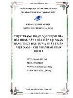 Thực trạng hoạt động định giá bất động sản thế chấp tại ngân hàng TMCP đầu tư và phát triển Việt Nam Chi nhánh sở giao dịch 2