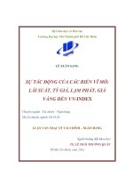 Sự tác động của các biến vĩ mô. Lãi suất, tỷ giá, lạm phát, giá vàng đến VN INDEX