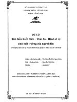 Tìm hiểu kiến thức Thái độ hành vi vệ sinh môi trường của người dân
