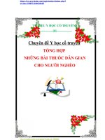 Chuyên đề y học cổ truyền: TỔNG HỢP NHỮNG BÀI THUỐC DÂN GIA CHO NGƯỜI NGHÈO