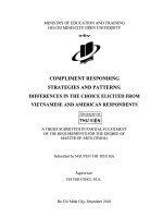 Compliment responding strategies and patterns Differences in the choice elicited from Vietnamese and American respondents