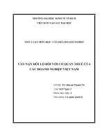 TIỂU LUẬN VĂN HÓA DOANH NGHIỆP VẤN NẠN HỐI LỘ ĐỐI VỚI CƠ QUAN THUẾ CỦA CÁC DOANH NGHIỆP VIỆT NAM