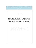 Analysis to build a competitive strategy for Korean air cargo in Ho Chi Minh city until 2016
