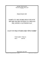 nghiên cứu một số biện pháp tưới nước phù hợp cho một số giống lúa mới loài phụ japonica tại tỉnh bắc kạn