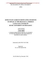 Effects of games in motivating students to speak at the branch 11, foreign language center of HCMC university of pedagogy