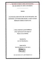 An investigation into the use of speaking ang listening activities for grade 3 at Ho Van Hue primary school in HCM city