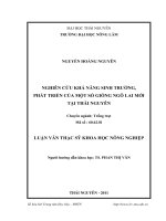 luận văn thạc sĩ nghiên cứu khả năng sinh trưởng, phát triển của một số giống ngô lai mới tại thái nguyên