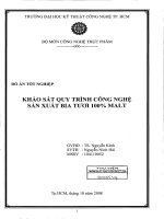 nghiên cứu quy trình công nghệ sản xuất bia tươi 100% malt