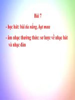bài giảng âm nhạc 6 bài 7 học hát tia nắng hạt mưa. antt sơ lược về nhạc hát và nhạc đàn