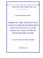 Nghiên cứu thực trạng sản xuất và đề suất một số giải pháp nhằm nâng cao năng suất và chất lượng cây ăn quả có múi tại huyện hoài đức, hà nội