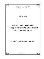 rèn luyện một số kỹ năng giải hệ phương trình cho học sinh thpt