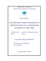  GIẢI PHÁP HOÀN THIỆN THẨM ĐỊNH dự án đầu tư xây DỰNG KHU PHỨC hợp