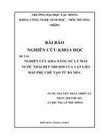 nghiên cứu xử lý màu nước thải dệt nhuộm bằng vật liệu hấp phụ chế tạo từ bã mía