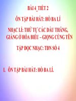 bài giảng âm nhạc 8 bài 4 nhạc lí thứ tự các dấu thăng, giáng ở hóa biểu - giọng cùng tên. tập đọc nhạc tđn số 4