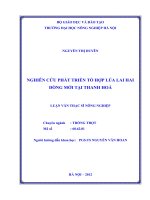 Nghiên cứu phát triển tổ hợp lúa lai hai dòng mới tại thanh hóa