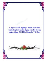 Luận văn tốt nghiệp phân tích tình hình hoạt động tín dụng của hệ thống ngân hàng  GVHD nguyễn vũ duy