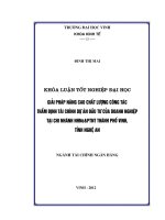 giải pháp nâng cao chất lượng công tác thẩm định tài chính dự án đầu tư của doanh nghiệp tại chi nhánh nhnn&ptnt thành phố vinh, tỉnh nghệ an
