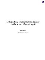 Lý luận chung về công tác thẩm định dự án đầu tư trực tiếp nước ngoài