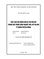 việc làm cho nông dân bị thu hồi đất trong quá trình công nghiệp hóa, đô thị hóa ở thành phố đà nẵng
