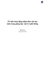 Tổ chức hoạt động nhận thức cho học sinh trong giảng dạy vật lý ở phổ thông