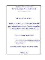 nghiên cứu khả năng sẵn sàng chi trả cho bảo hiểm hạn hán của các hộ trồng cà phê ở thị xã buôn hồ, tỉnh đăk lăk