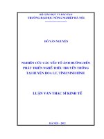 nghiên cứu các yếu tố ảnh hưởng đến phát triển nghề thêu truyền thống tại huyện hoa lư, tỉnh ninh bình