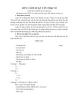 QUY CÁCH LUẬN văn THẠC sĩ (trích quy chế đào tạo sau đại học) (áp dụng từ năm 2009, các mẫu ban hành trước đây không còn giá trị)