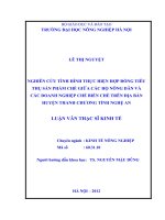 Nghiên cứu tình hình thực hiện hợp đồng tiêu thụ sản phẩm chè giữa các hộ nông dân và các doanh nghiệp chế biến chè trên địa bàn huyện thanh chương tỉnh nghệ an