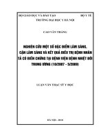 Nghiên cứu một số đặc điểm lâm sàng,  cận lâm sàng và kết quả điều trị bệnh nhân tả có biến chứng tại bệnh viện bệnh nhiệt đới trung ương (10 2007   5 2009)
