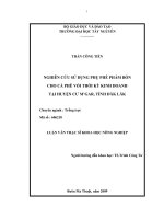 nghiên cứu sử dụng phụ phế phẩm bón cho cà phê vối thời kỳ kinh doanh tại huyện cư m''gar, tỉnh đắc lắc