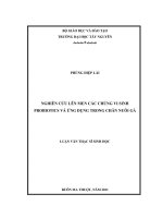 nghiên cứu lên men các chủng vi sinh probiotics và ứng dụng trong chăn nuôi gà