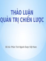 Đề tài số 3 quản trị chiến lược: Phân tích ngành dược Việt Nam
