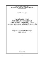 Nghiên cứu ý chí trong hoạt động học tập của sinh viên khoa tâm lý học đại học khoa học xã hội và nhân văn