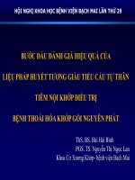 hiệu quả bước đầu tiêm nội khớp huyết tương giầu tiểu cầu tự thân điều trị thoái hóa khớp gối nguyên phát