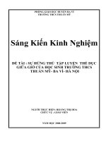skkn sự HỨNG THÚ  tập LUYỆN  THỂ dục GIỮA GIỜ của học SINH TRƯỜNG THCS THUẦN mỹ  BA vì  hà nội
