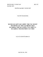 đánh giá kết quả điều trị tắc ruột do dính sau mổ tại bệnh viên đa khoa trung ương cần thơ và đa khoa thành phố cần thơ