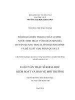 đánh giá hiện trạng chất lượng nước sinh hoạt vùng bán sơn địa huyện quảng trạch, tỉnh quảng bình và đề xuất giải pháp quản lý