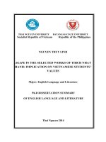 agape in the selected works of thich nhat hanh implications on vietnamese students’ values (sum)