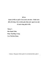 Quản lý Đầu tư quốc tế của nước chủ nhà . Chính sách điều tiết dòng vốn tư nhân gián tiếp nước ngoài của một số nước đang phát triển.