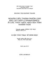 nghiên cứu thành phần loài bộ cá chép (cypriniformes) ở các thủy vực nội địa tỉnh khánh hoà