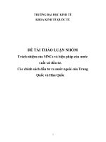 Trách nhiệm của MNCs và biện pháp của nước xuất xứ đầu tư. Các chính sách đầu tư ra nước ngoài của Trung Quốc và Hàn Quốc