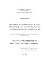 định hướng quản lý khai thác, sử dụng hợp lí các khoáng chất phụ gia tự nhiên cho sản xuất xi măng tỉnh quảng trị